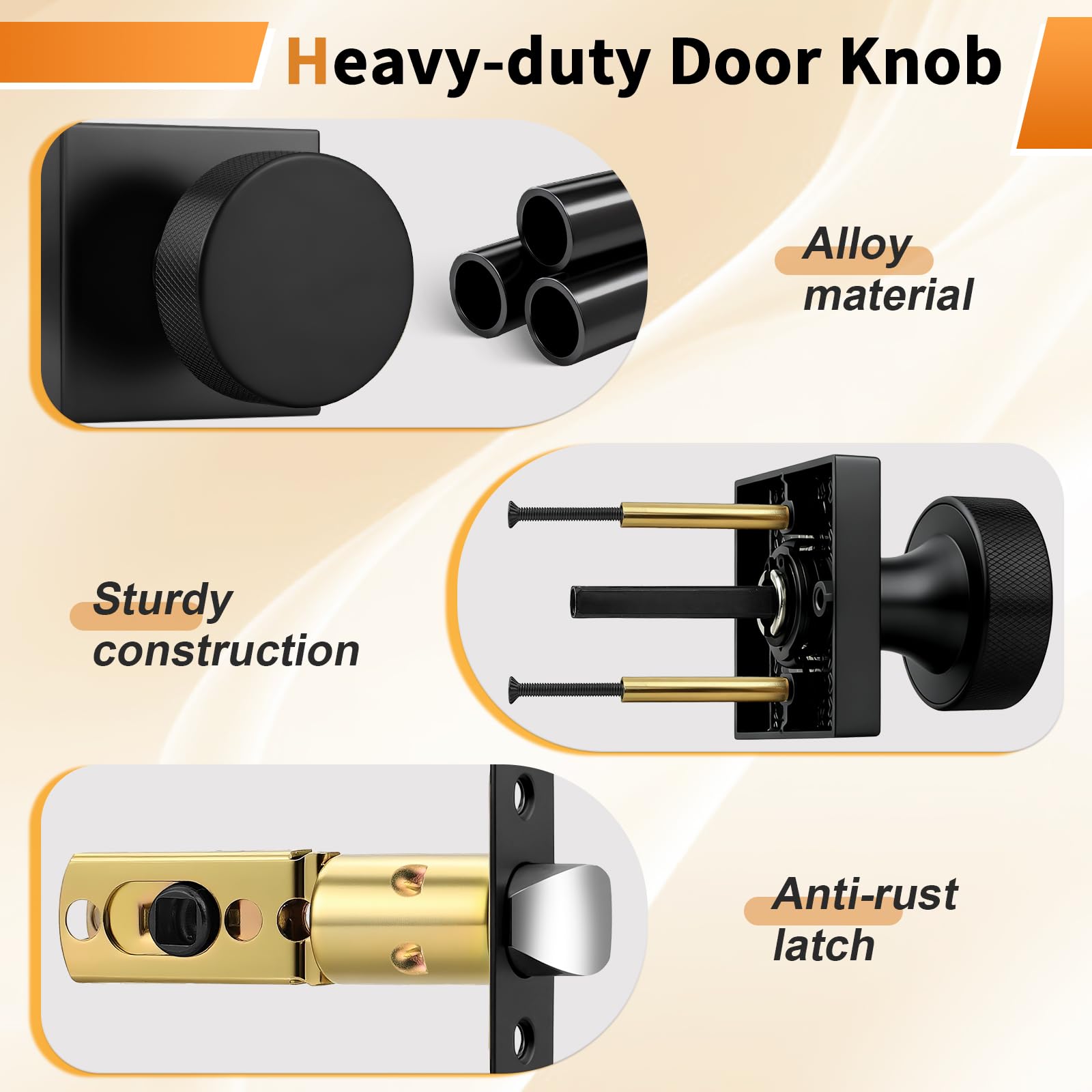 Probrico Black Door Knobs - Modern Passage & Interior Knobs -4