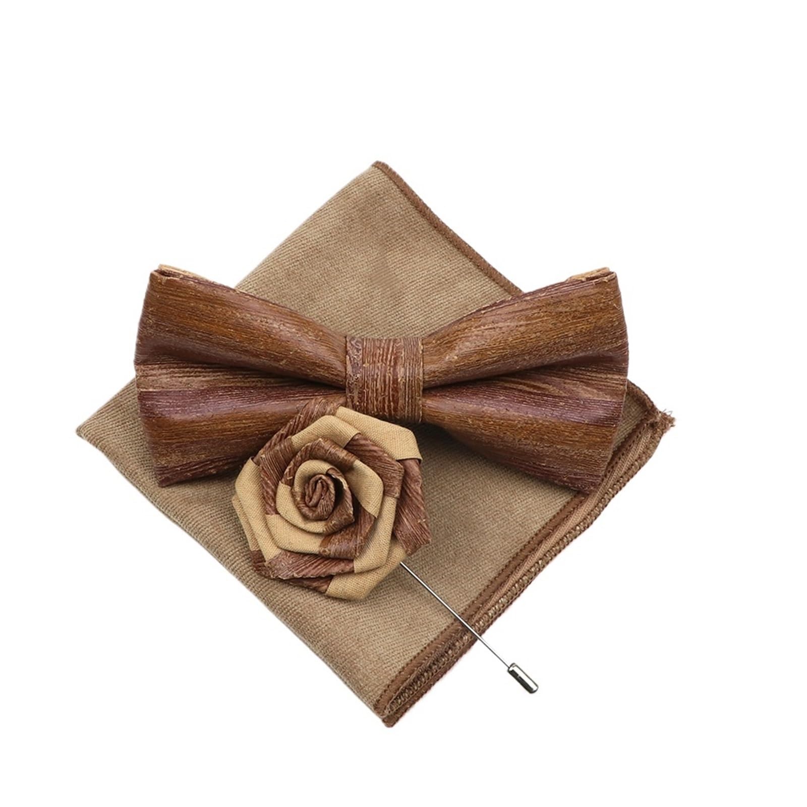 Holz Fliege Herren Handgemacht Floral Einfarbig Bowtie Brosche for Bräutigam Hochzeit Party Retro Anzug Zubehör Feder Fliege