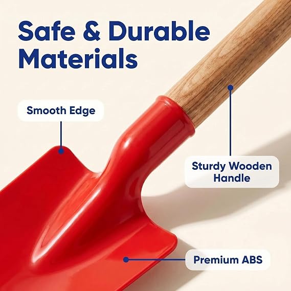 3 Pcs Beach Spades Sand Shovels for Kids 40cm Wooden Handled Beach Spades
