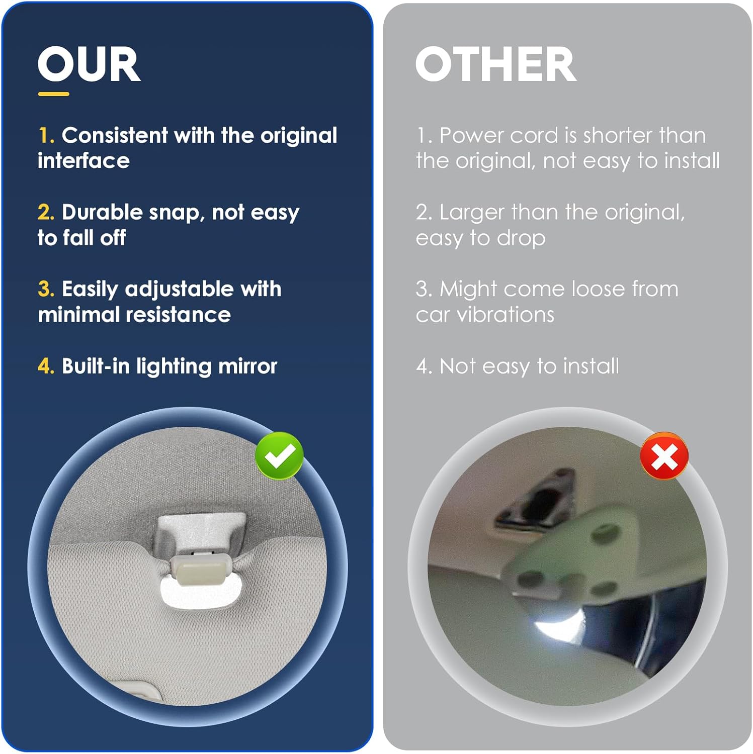 Left Driver Side Sun Visor with Light Fit for Nissan Murano 2009 2010 2011 2012 2013 2014, Replaces for 96401-1AA1B Gray