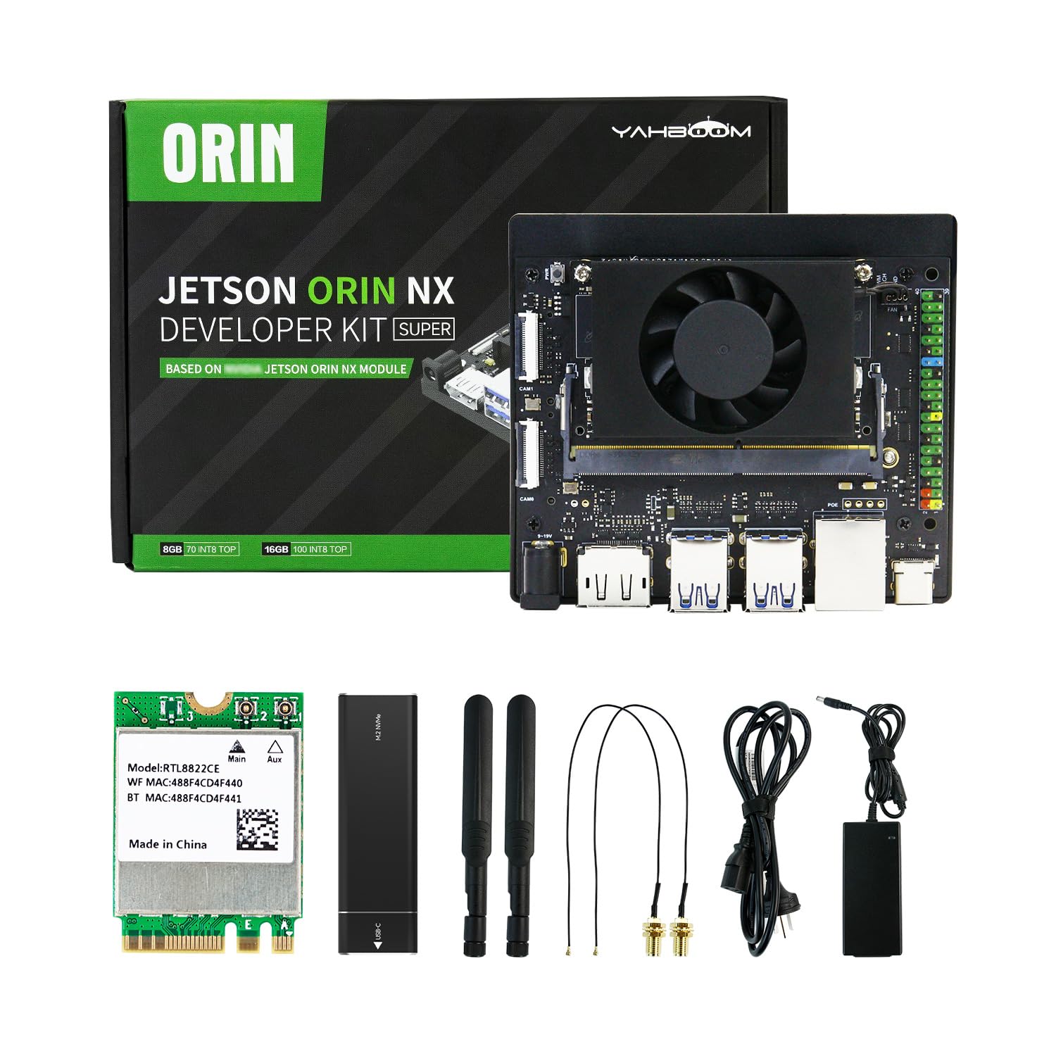 Yahboom Jetson Orin NX Super 16GB RAM Development Board Kit, 157TOPS, with 48W Power Supply, Wireless Network Card, Enclosure-image-22