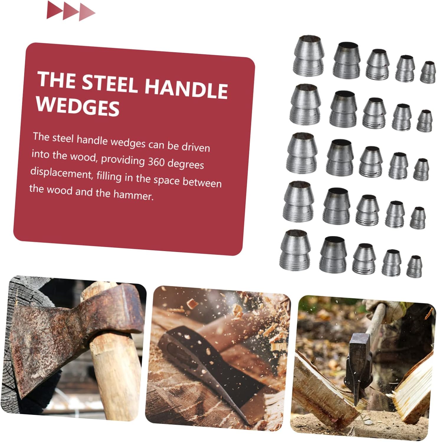 50pcs Round Steel for Hammer Handle Repair Includes to Diameters for Carpentry and Construction Use
