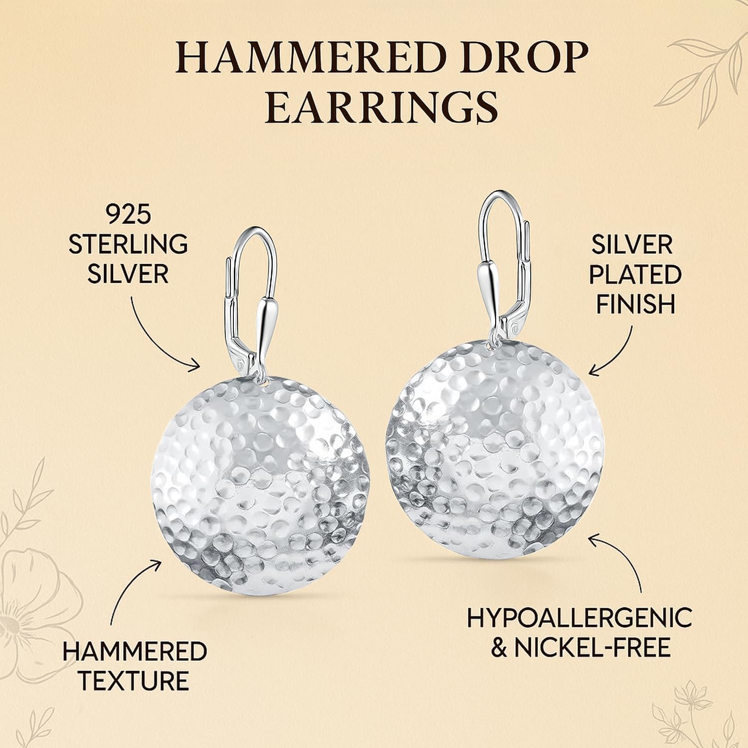 LeCalla 925 Sterling Silver Drop Earrings | Lever-Back Drop Earrings | Hypoallergenic Silver Teardrop Leverback Dangle Earring for Women Jewelry Gifts - Image 4