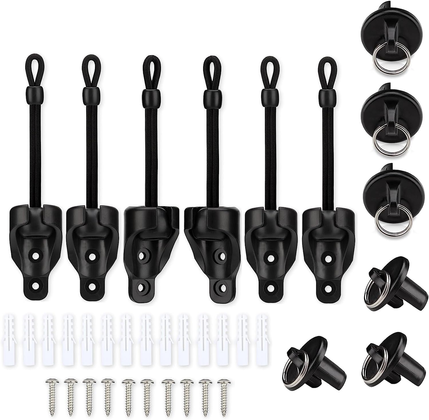 Sun visor parts Bungee kit and end cover, weather resistance, for Coolaroo external roller shutter, outdoor shutter, roller shutter (Bungee Kit + End Cap 3 Set, Black)