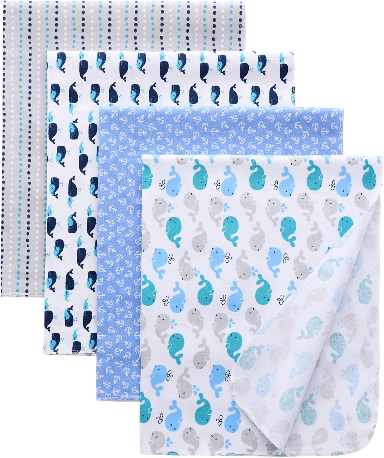 Gina Era Flannel Receiving Blankets, Baby Swaddle Blankets 100% Cotton 4 Pcs One Size 30 X 30 Inch for Baby Boy or Baby Girl (Style5)