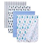 Gina Era Flannel Receiving Blankets, Baby Swaddle Blankets 100% Cotton 4 Pcs One Size 30 X 30 Inch for Baby Boy or Baby Girl (Style5)