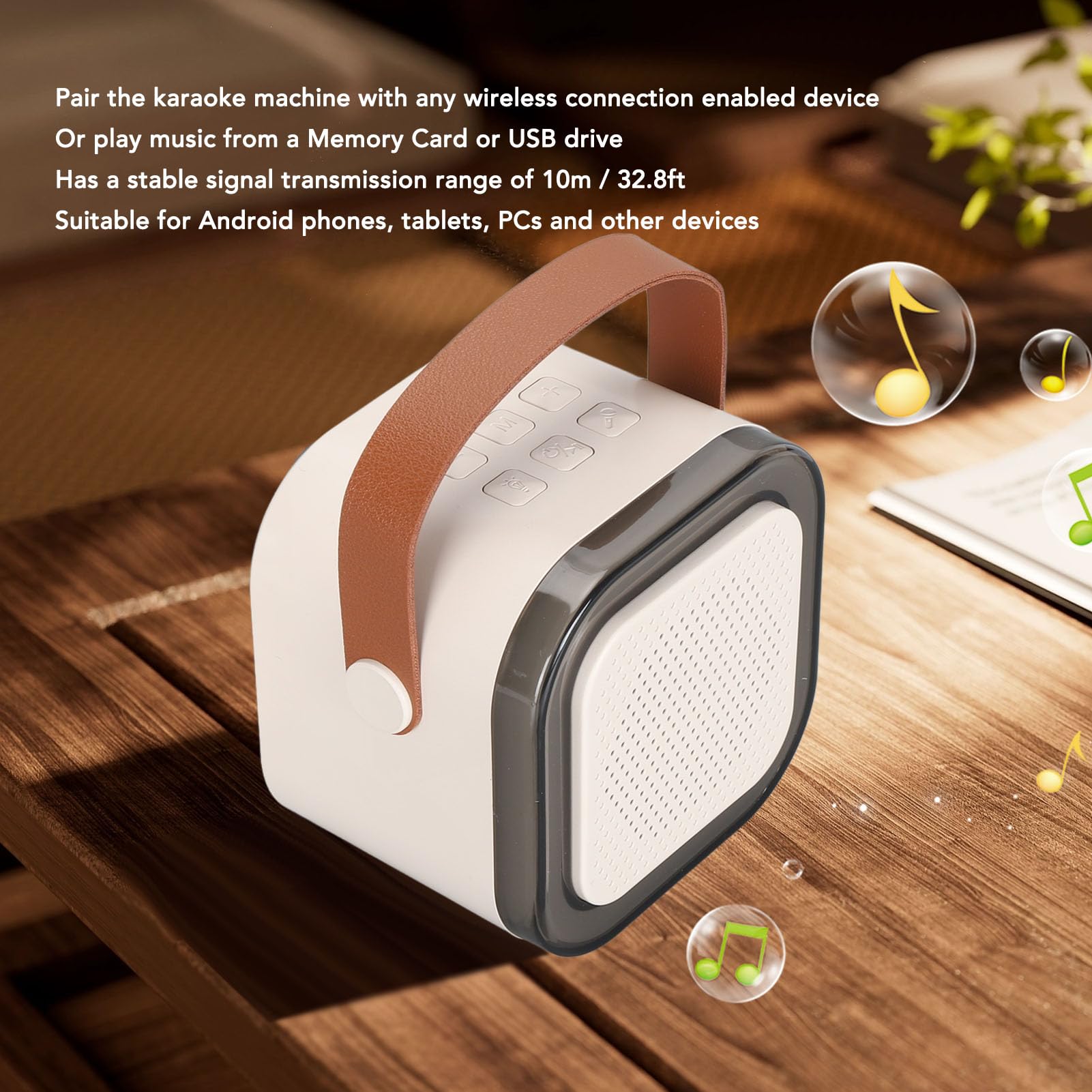 Mini Karaoke Machine for Teenagers and Adult, 4-12 Years Old Girls Boys Christmas Birthday Gift, Portable Karaoke with Microphone BT Speaker LED Dynamic Light (White)