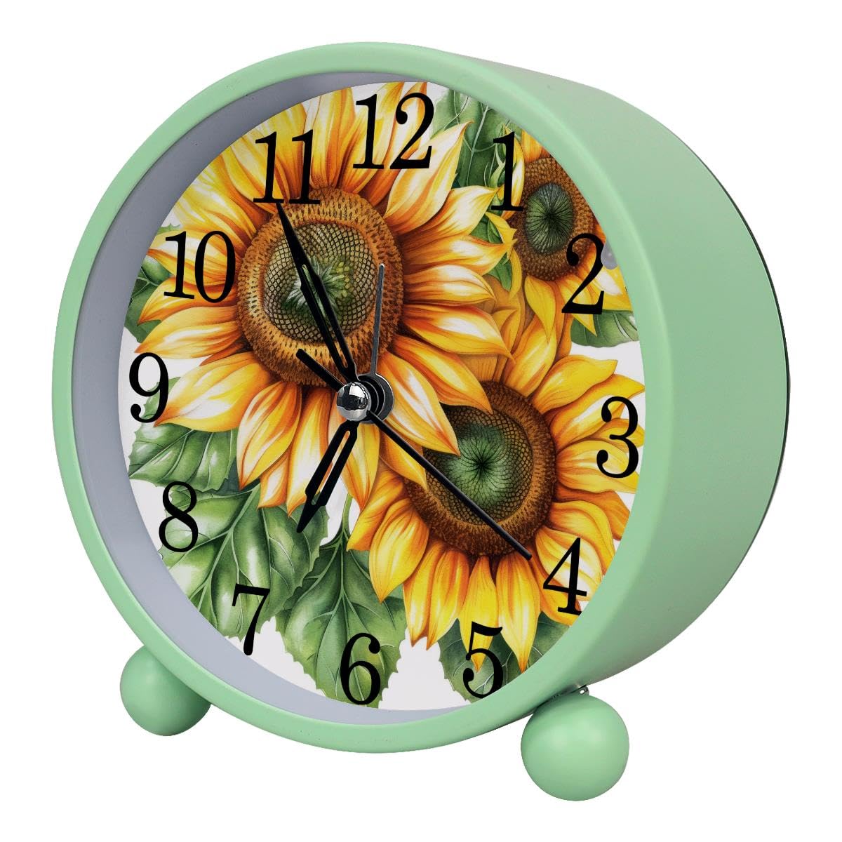 Luoweisi Alarm Clock Sunflower, Silent Non-Ticking with Night Light