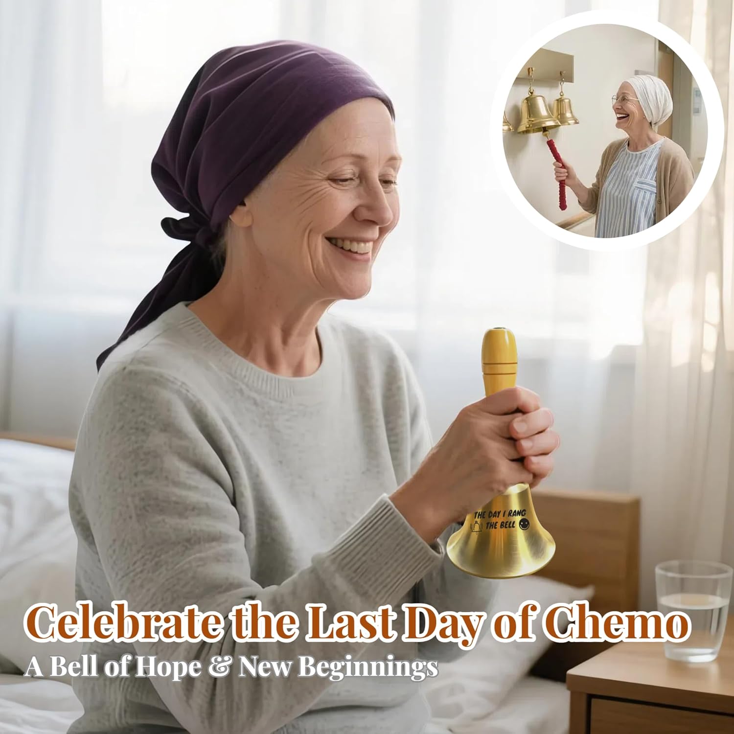 Cancer Gifts Hand Bell – End of Chemo and Radiotherapy Gifts, Ringing Bell for Last Day of Chemo or Radiation, Cancer Survivor Recovery Milestone Celebration Gift, Encouragement and Support Present - Image 3