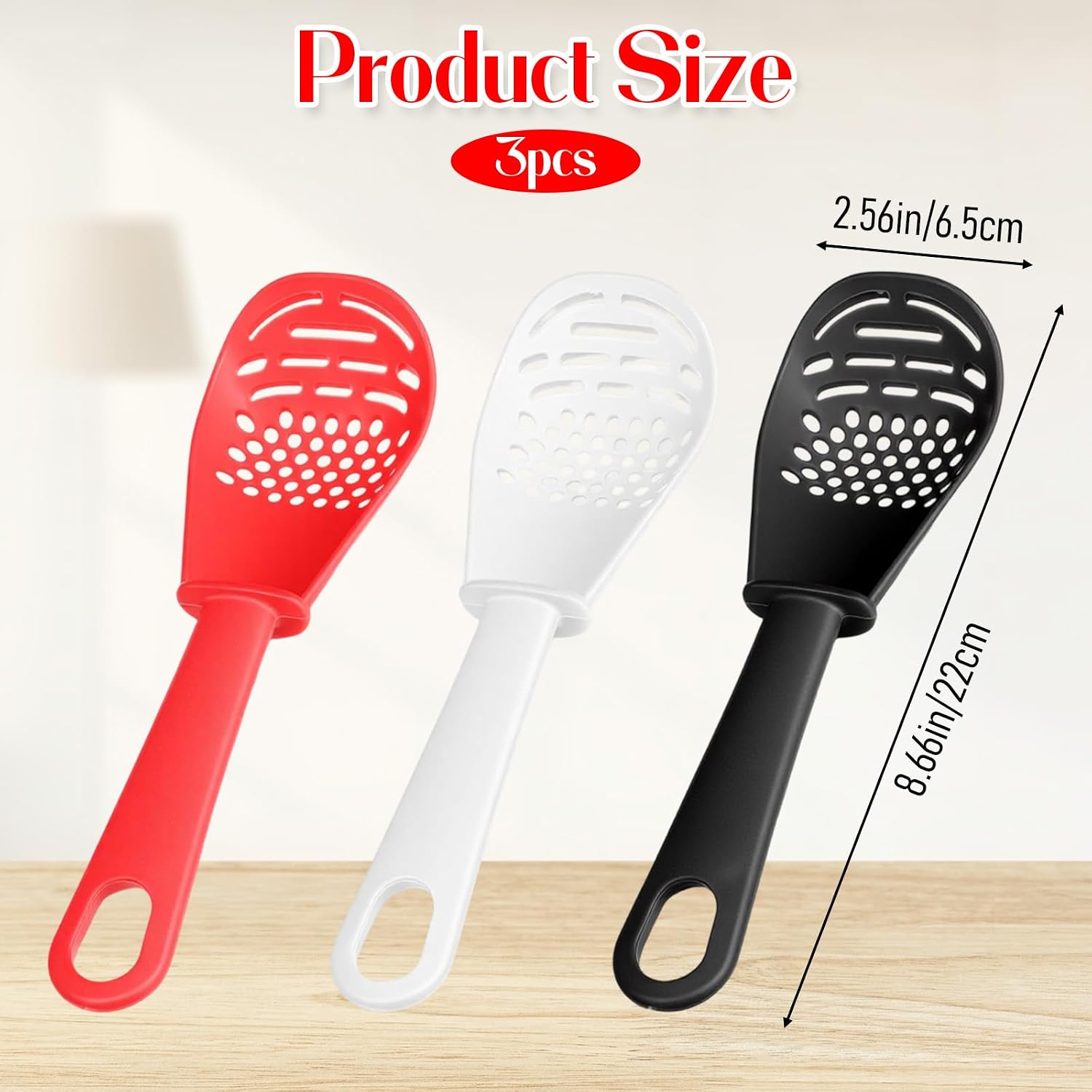 3Pcs Kitchen Silicone Cooking Spoon Heat Resistant Kitchen Slotted Spoon