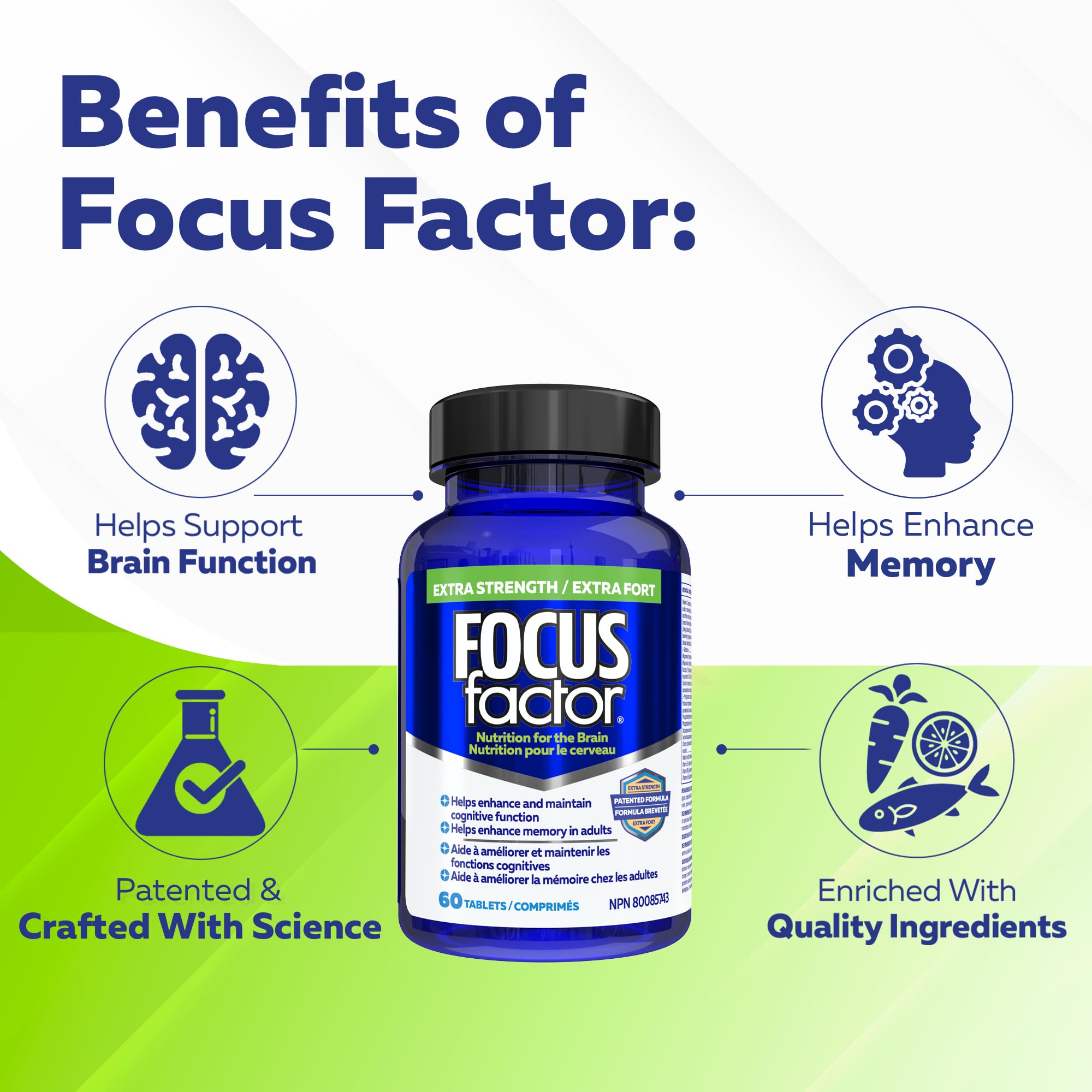 Focus Factor Extra Strength, 60ct - Multivitamin Supplement with