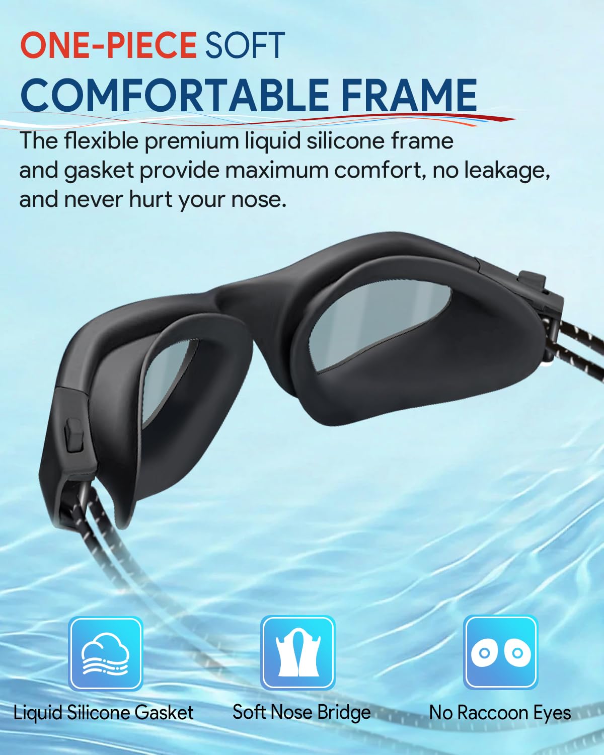 Gafas de natación para adultos, visión amplia, lente transparente, sin fugas, antivaho