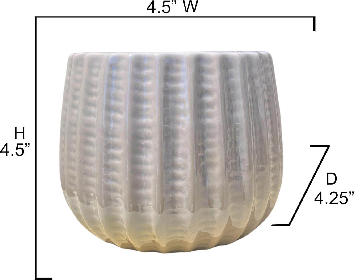 Admired by Nature 4" Ceramic Flower Planter Pot, Decorative Planter for Indoor Plant Succulent Home Décor, Lightweight, Grey