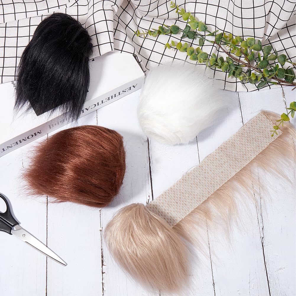 GORGECRAFT 4 Colors 2" x 60" Faux Fox Fur Fabric Shaggy Fur Patches Christmas Shaggy Synthetic Plush Trim Ribbon White Black Khaki Coffee Fluffy Fuzzy Fur Scrap Sewing Cuts for Crafts Santa Claus - Image 4