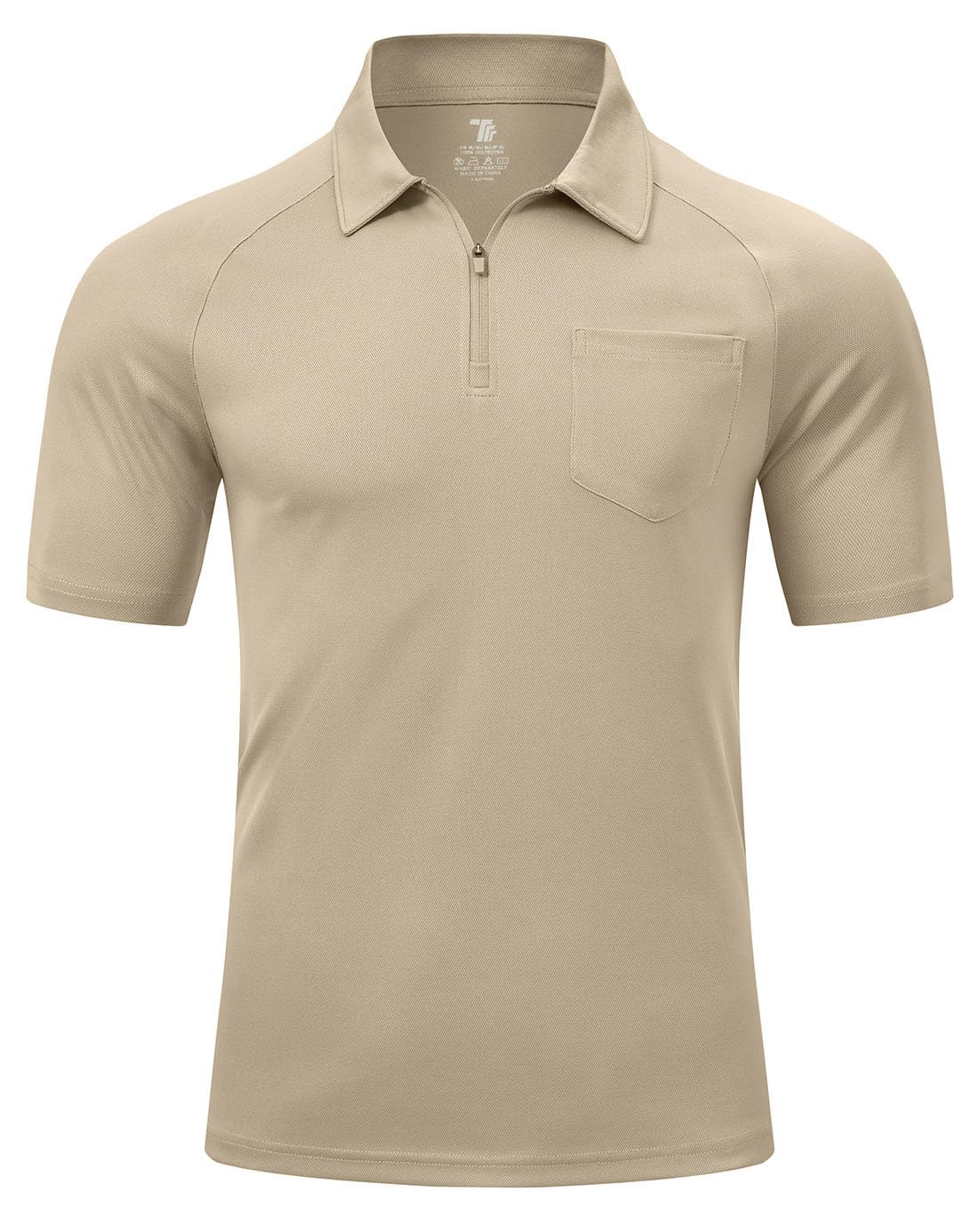YSENTO Polo à manches courtes respirant pour homme - Fermeture éclair 1/4 - Polo de golf d'été - Avec poche de poitrine