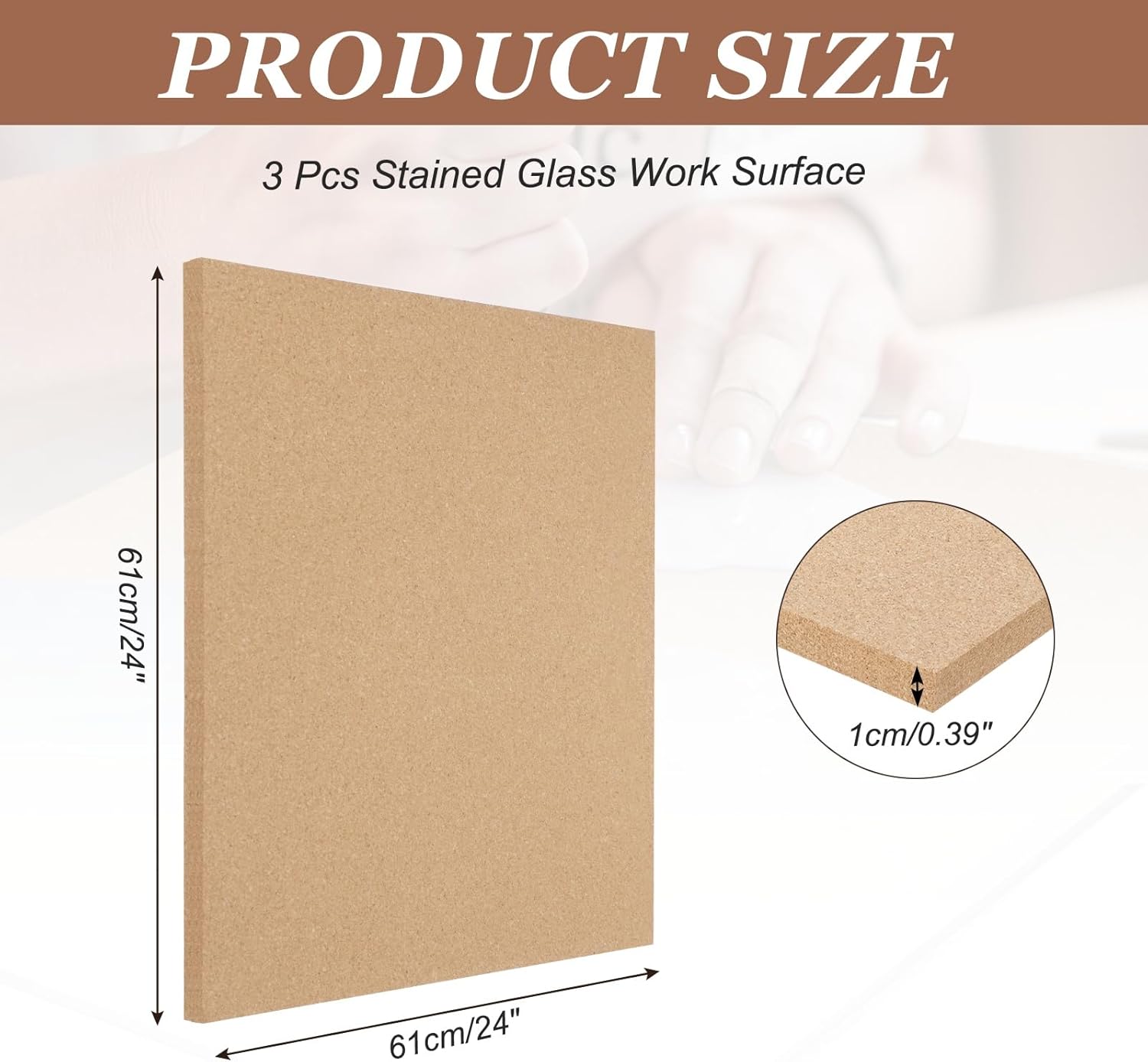 MECCANIXITY 3pcs 24" x 24" Stained Glass Work Surface Heat Resistant, 3/8" Thick Stained Glass Supplies Tools Cutting Board Mat