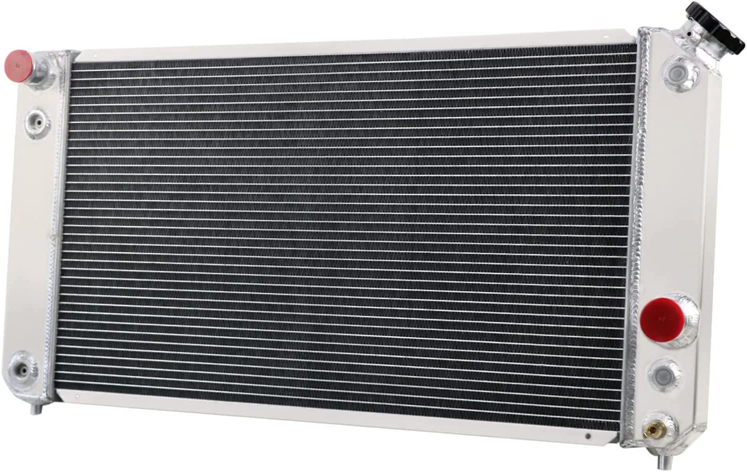 All Aluminum Radiator for 1996-2005 Chevy S10 Blazer C1500 Truck GMC Sonoma Jimmy Isuzu Hombre Oldsmobile Bravada V8 V6 97 98 99 01 02 03 04 05, 3 Row Radiators Shroud Fans Relay
