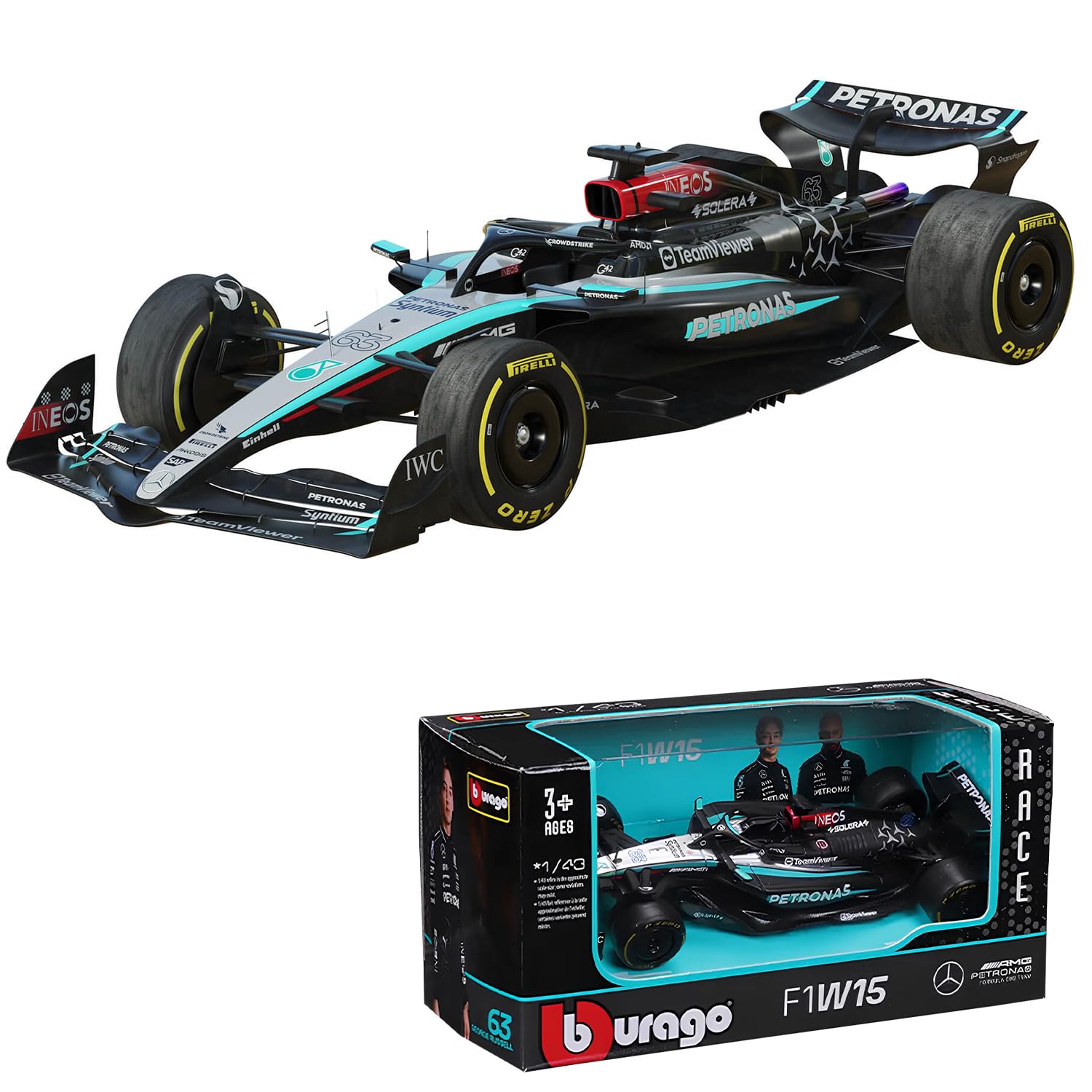 ミニカー Mercedes GP Petronas Amazon.com: Bburago 1/43 Scale Mercedes-AMG Petronas F1 Team