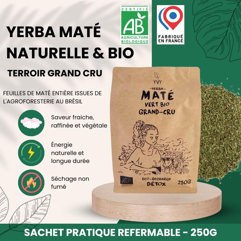 YVY Mate Set mit Maté, Lastwagen, Keramik, klassisches Bombilla-Set und 1 Beutel Yerba Mate Grün Bio 500 g | einfaches Maté-Set | Handarbeit in Uruguay