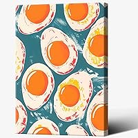 Vista 17 de Póster retro de huevos fritos con alimentos y huevos, arte de pared, cocina, impresiones estéticas, pintura para el hogar, cocina, restaurante