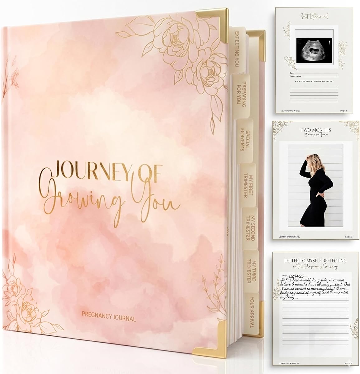 Pregnancy Journal for Women | Capture Every Milestone of Your 9-Month Pregnancy Journey, 112 Page Keepsake Memory Book with Prompts, Tabs & Photo Pocket, Gift for Expecting Moms (Pale Pink)