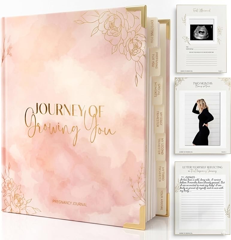 Pregnancy Journal for Women | Capture Every Milestone of Your 9-Month Pregnancy Journey, 112 Page Keepsake Memory Book with Prompts, Tabs & Photo Pocket, Gift for Expecting Moms (Pale Pink)