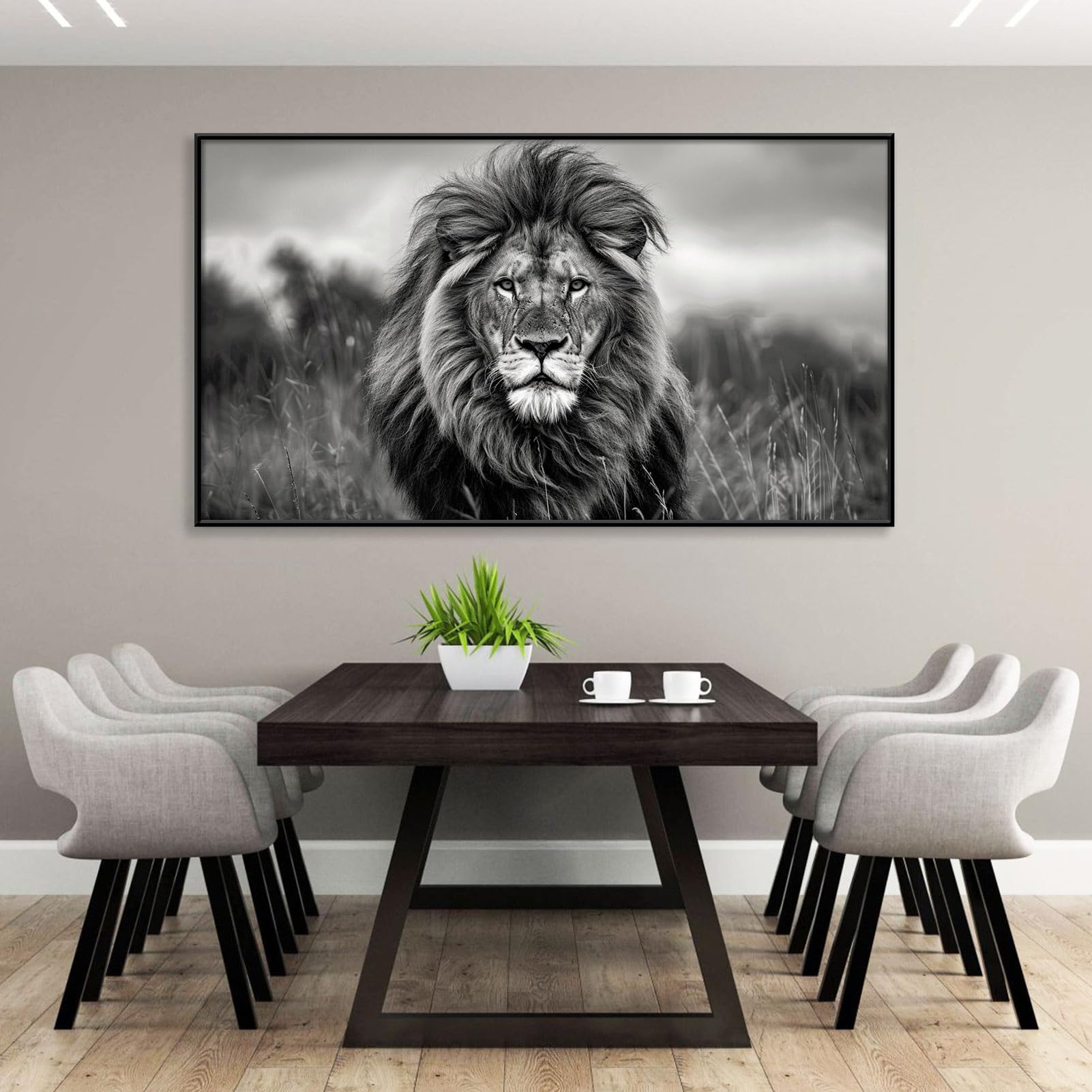 Lion Wall Art Canvas Print With Battery Control Framed Poster 24 × 36 In For Bedroom And Dorm Room From Paintings - Price 19.09 - Foto 8