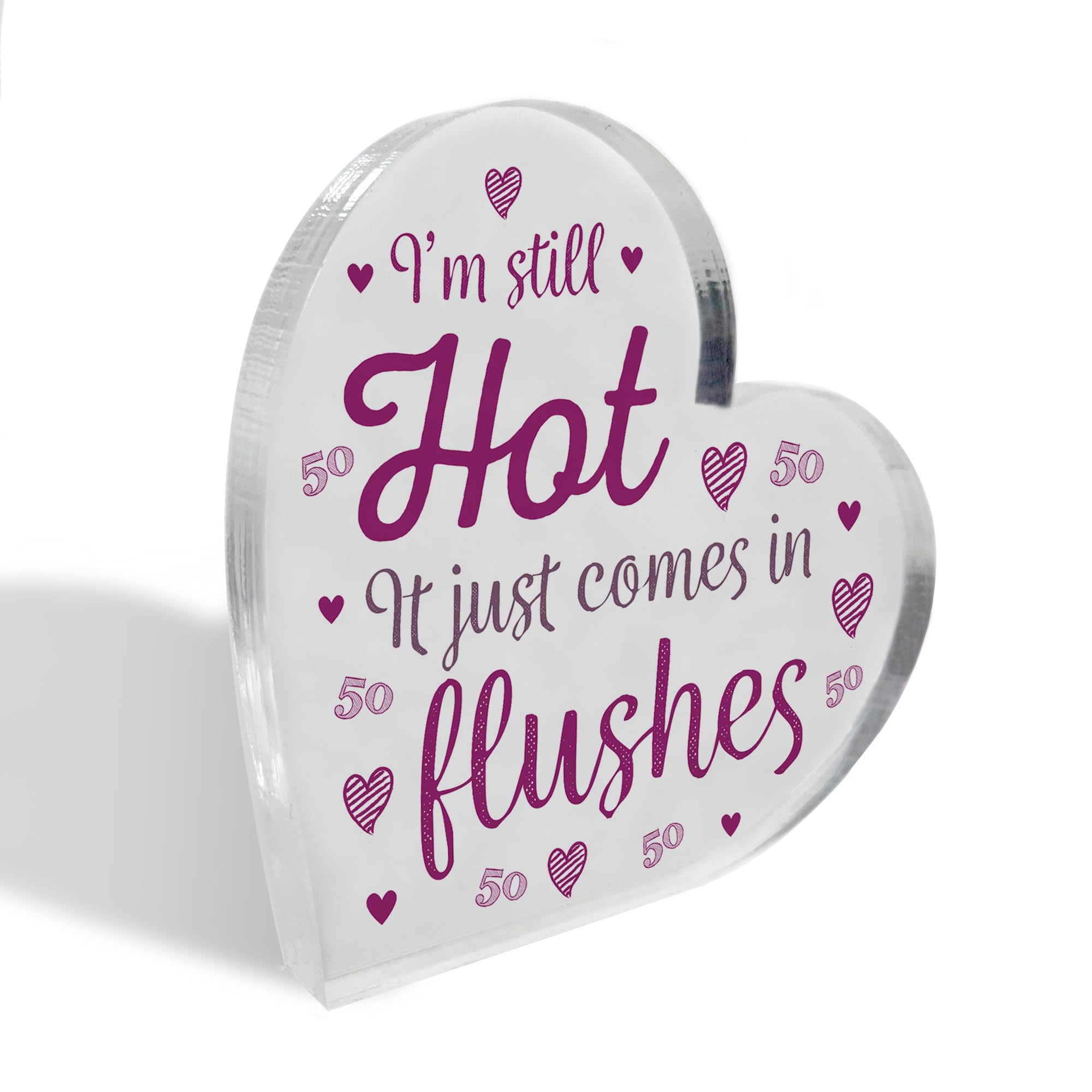 Red Ocean Funny 50th Birthday Gifts For Women Fifty Gift Acrylic Heart Plaque Friendship Gift 50th Birthday Gifts For Mum Nan Auntie Best Friend Funny Gift For Her Keepsake 50th Birthday Decoration