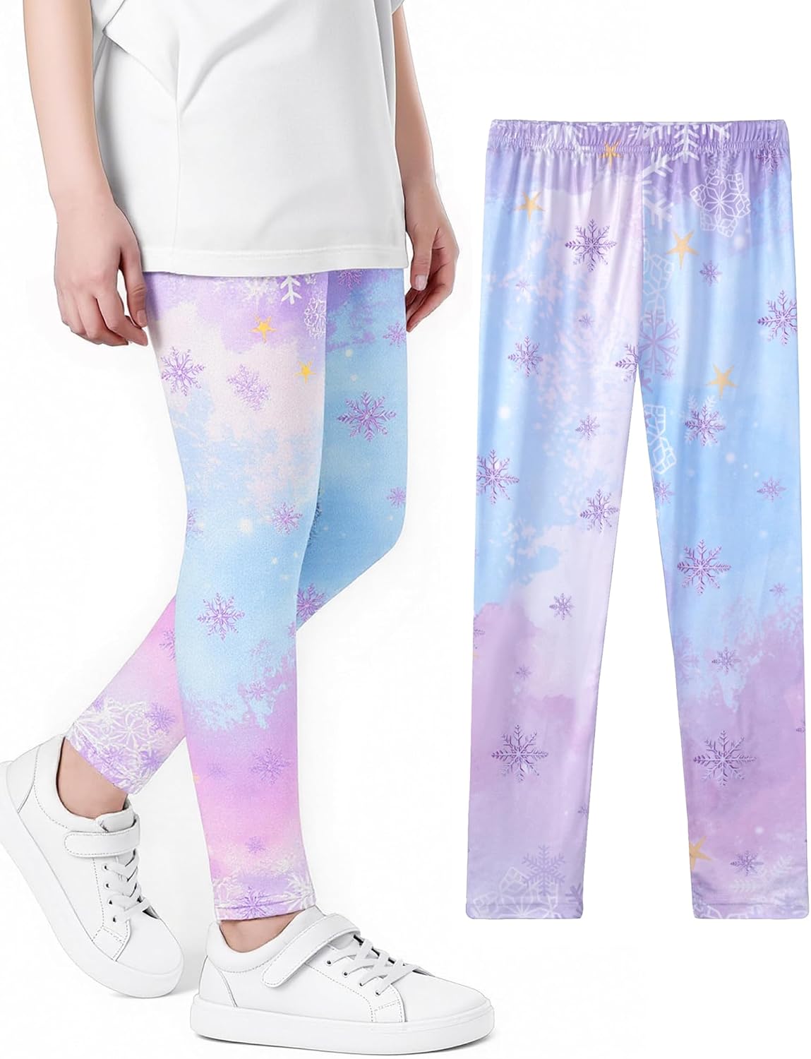 LQSZ Girls Printed Leggings Kids Soft Lounge Pants Toddler Playwear for 3-10 Years