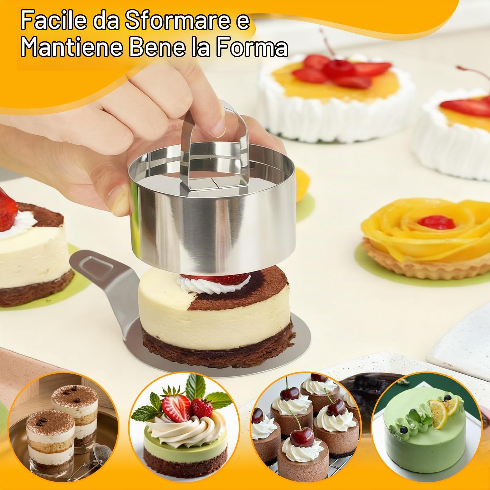 12Pcs 8 cm Coppapasta Tondi Acciaio Inox con 2 Coperchio e 2 Base, Set Stampini Anello Microforato Crostata, Stampo Anelli Torte Rotondi, Stampi Coppa Pasta Mousse per Dolci Biscotti Dessert Alimenti