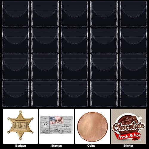 Miniatura 7 de Mimorou 100 fundas de plástico transparente para monedas, de un solo bolsillo, de 2 x 2 pulgadas, fundas de plástico transparente para cortar