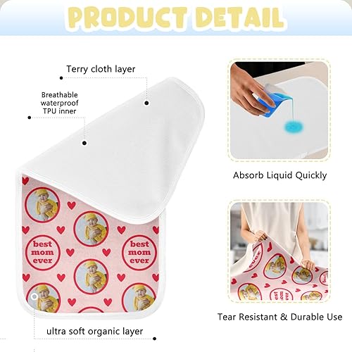 Miniatura 3 de Cambiador de bebé rosa con foto personalizada, cambiador de pañales portátil para niña y niño recién nacido, 13 x 26 pulgadas