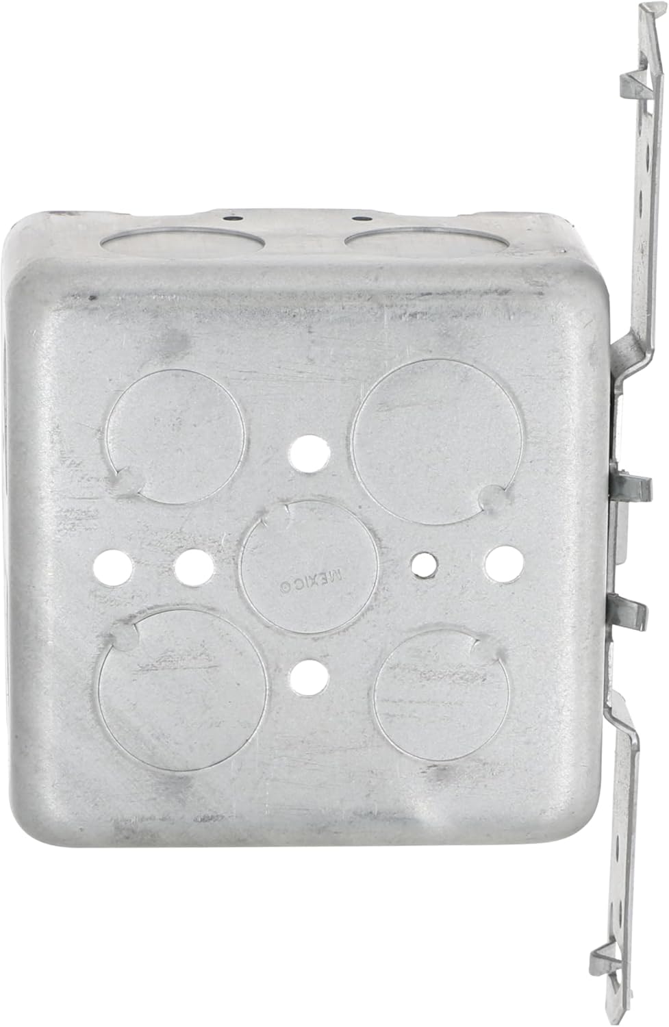Hubbell Raco 685 2-Device, 2-1/8-Inch Deep, 1/2-Inch and 3/4-Inch Side Knockouts, Wood/Metal Stud Bracket 4-Inch Square Switch Box, Drawn, gray