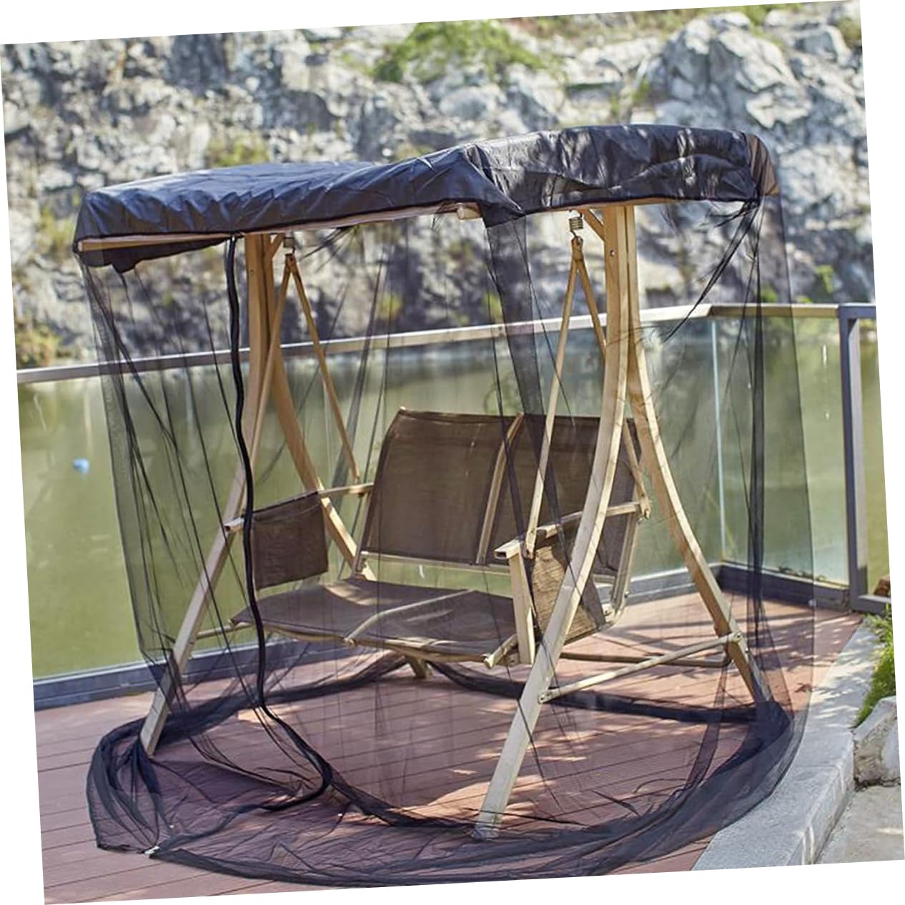 Abaodam Mosquitera Portátil para Columpio Doble de Jardín Cierre de Cremallera, Tela de Poliéster Transpirable y Protección contra Insectos para Camping y Exterior