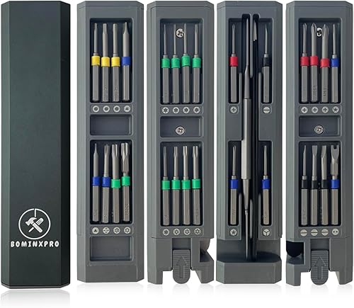 BOMINXPRO Juego de destornilladores de precisión, kit de herramientas de reparación multifunción 31 en 1, puntas magnéticas, diseño sobre la marcha,