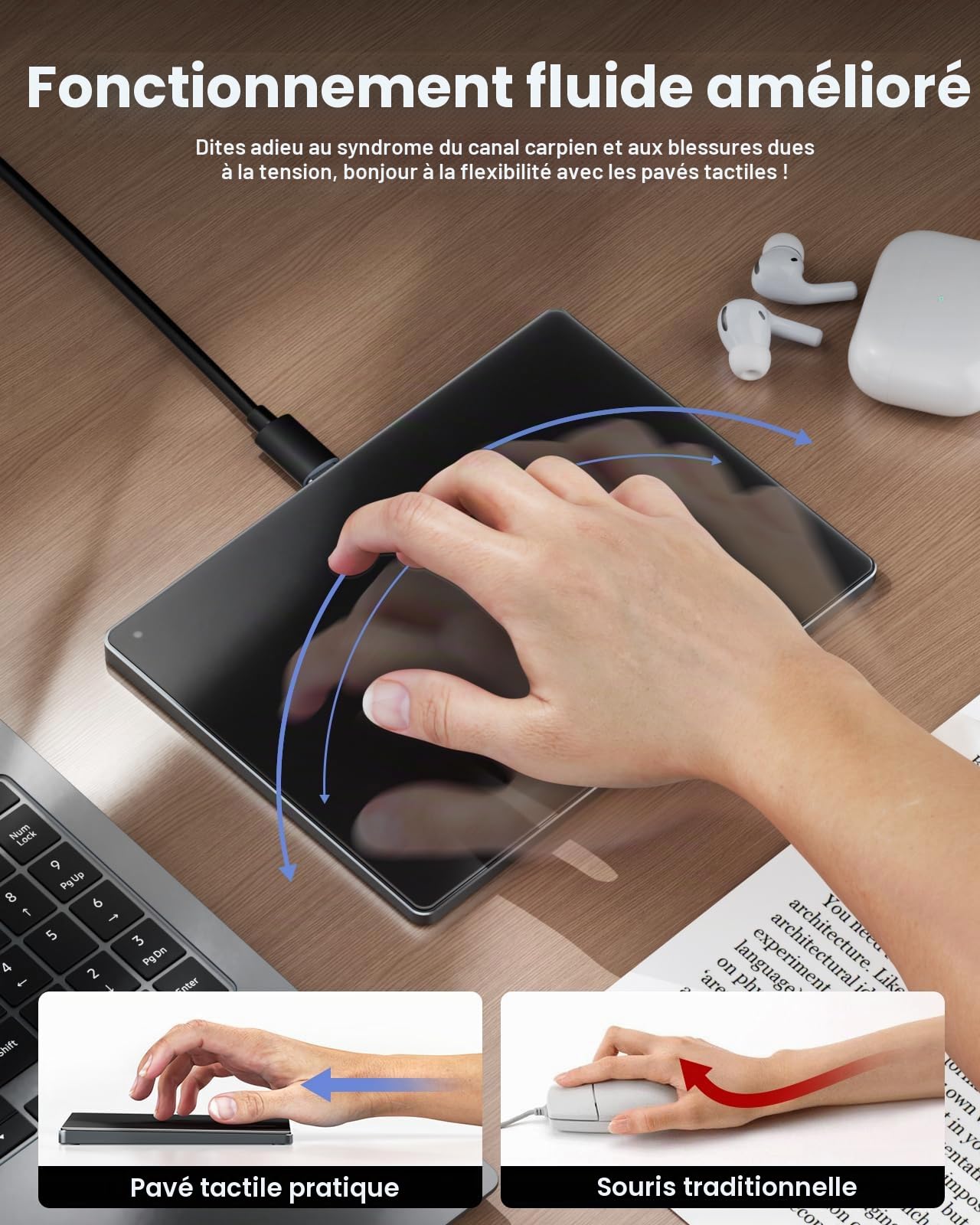 seenda Pavé Tactile pour Mac et Windows, trackpad en métal de Haute précision avec Commande Multi-Touch, Double Mode, pavé Tactile Filaire pour MacBook/PC/Ordinateur Portable (A)