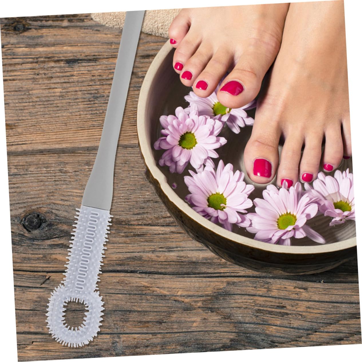 3piezas Cepillo De Limpieza Para Pies Con Mango Cepillo Exfoliante Para Duchar Para Mayores y Con Movilidad Reducida Color Azul