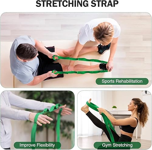 Miniatura 3 de Correa elástica de yoga para terapia física, 10 bucles banda elástica no elástica para pilates, flexibilidad, ejercicio y gimnasia