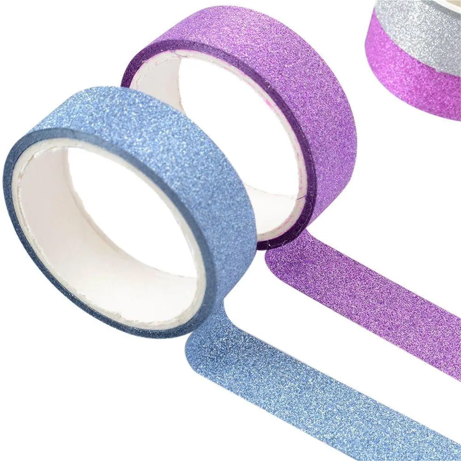 Nastro adesivo Washi glitterato | Multicolori 3,0 mx 15 mm 10 pezzi: scrapbooking, creazione di cartoline, artigianato fai-da-te(Silver)