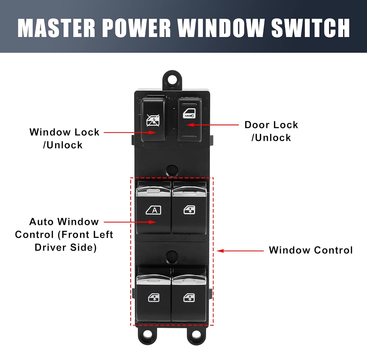 X AUTOHAUX Power Window Switch for Nissan Sentra 2008-2012 Master Driver Side 25401-2DR0C