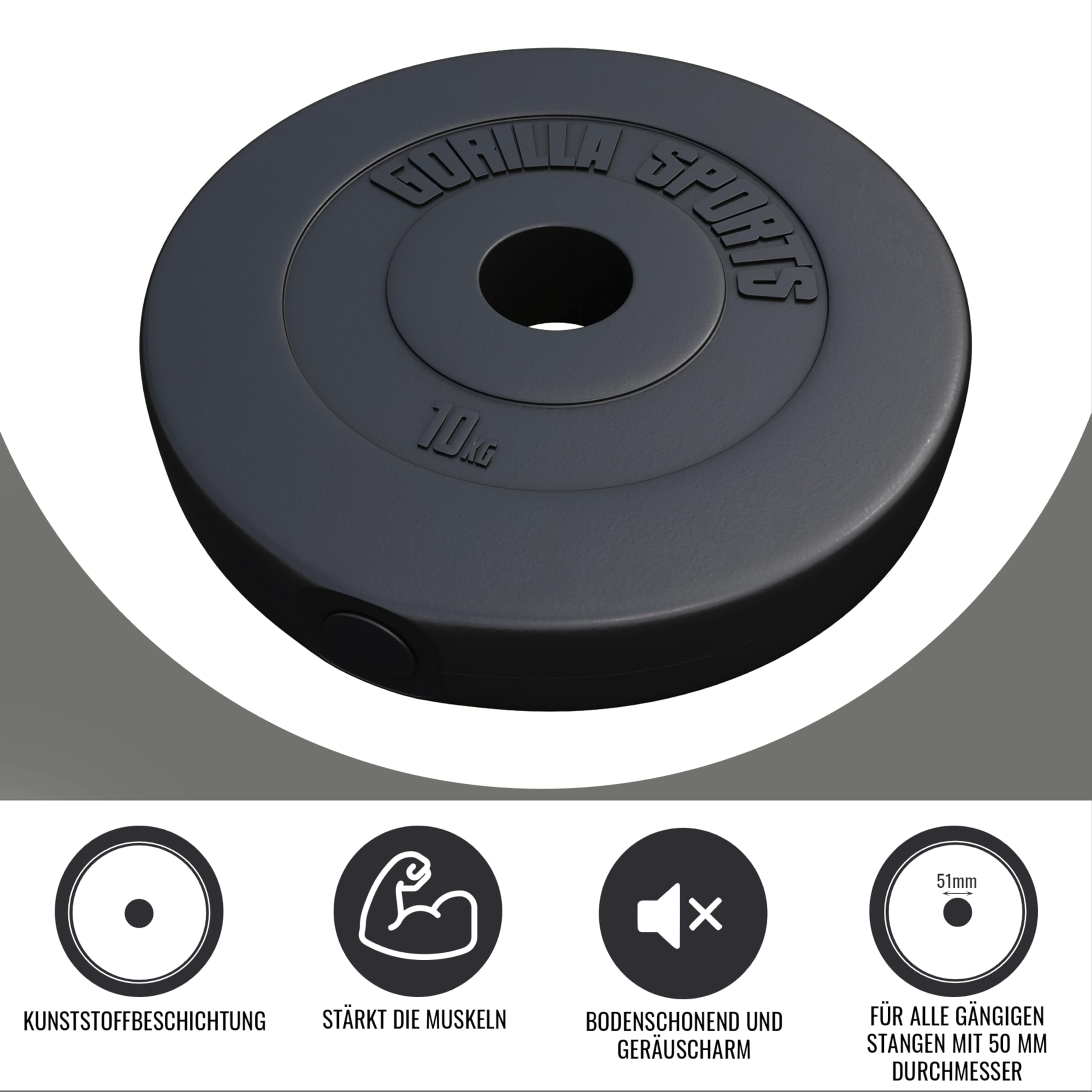 Gorilla Sports® Olympia Disques d'haltères – Alésage 50/51 mm, Poids de 1,25 à 15 kg, en Plastique – Set d'haltères, disques de Poids, disques Olympiques
