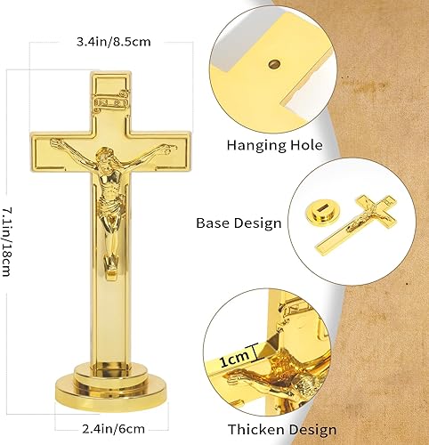 Miniatura 3 de JUXINGDAZYF Crucifijo de pie, cruz de plástico para colgar en la pared, cruz católica de Jesucristo, Crucifijo de pared para decoración del hogar,