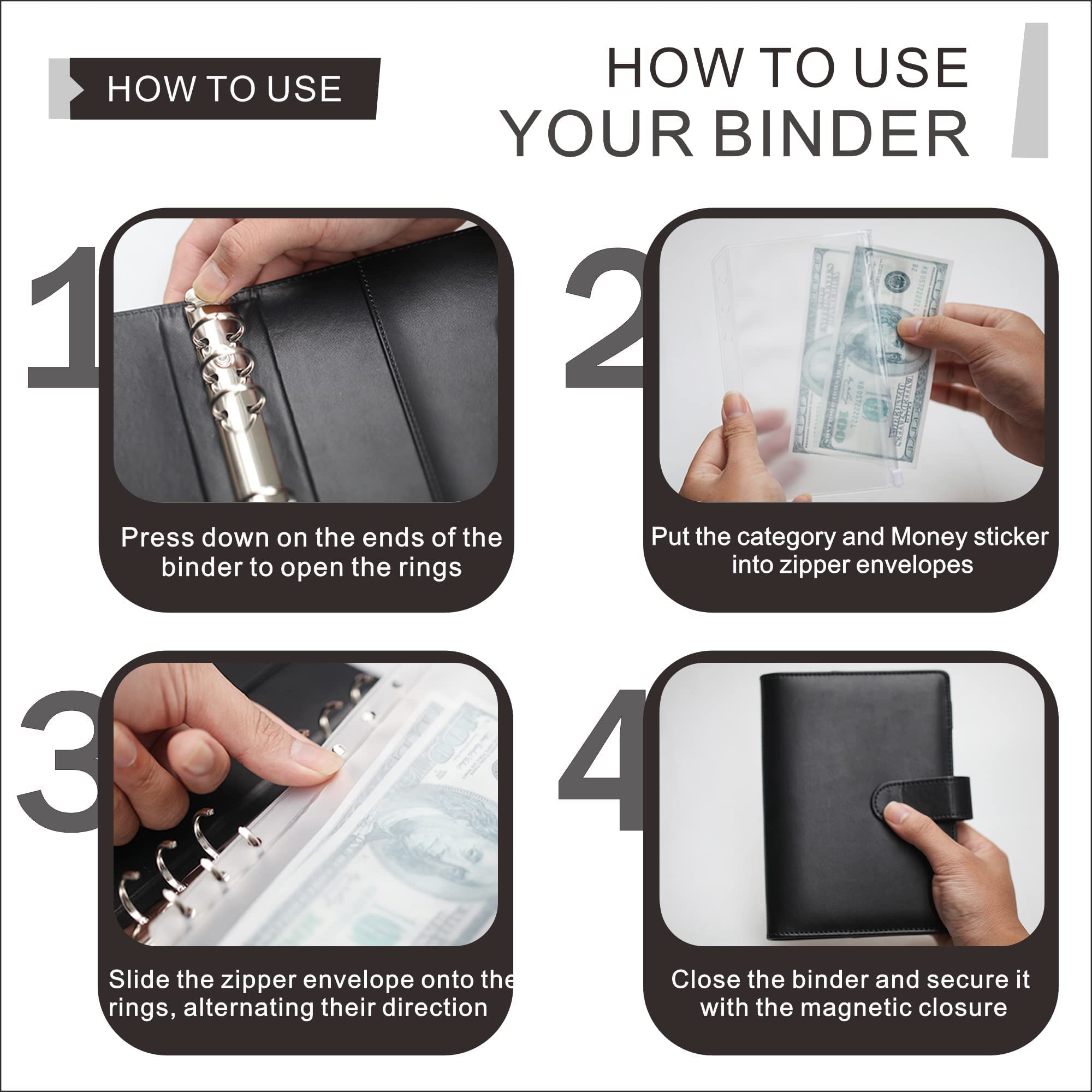 Buy Budget Binder with Cash Envelopes,TOUVE A6 PU Leather Budget