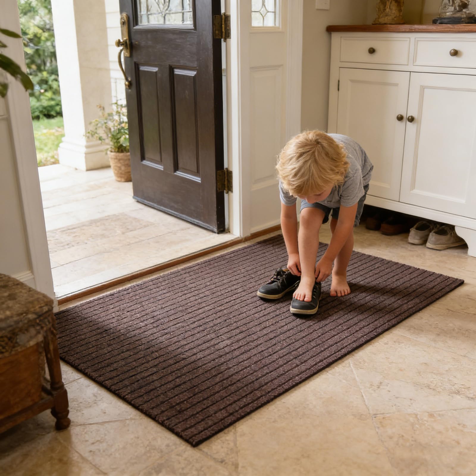 Tapis Paillasson Exterieur Entrée sur Mesure Antidérapant Et Durable Absorbe l'eau Et Ramasse La Saleté Tapis Cuisine De Couloir Lavable Coffee,130x300cm