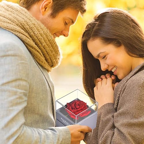 Miniatura 6 de Joyero de rosas de flores eternas, regalo de cumpleaños, decoración del hogar, con sorpresa en 100 idiomas "I Love You", regalo de San Valentín para