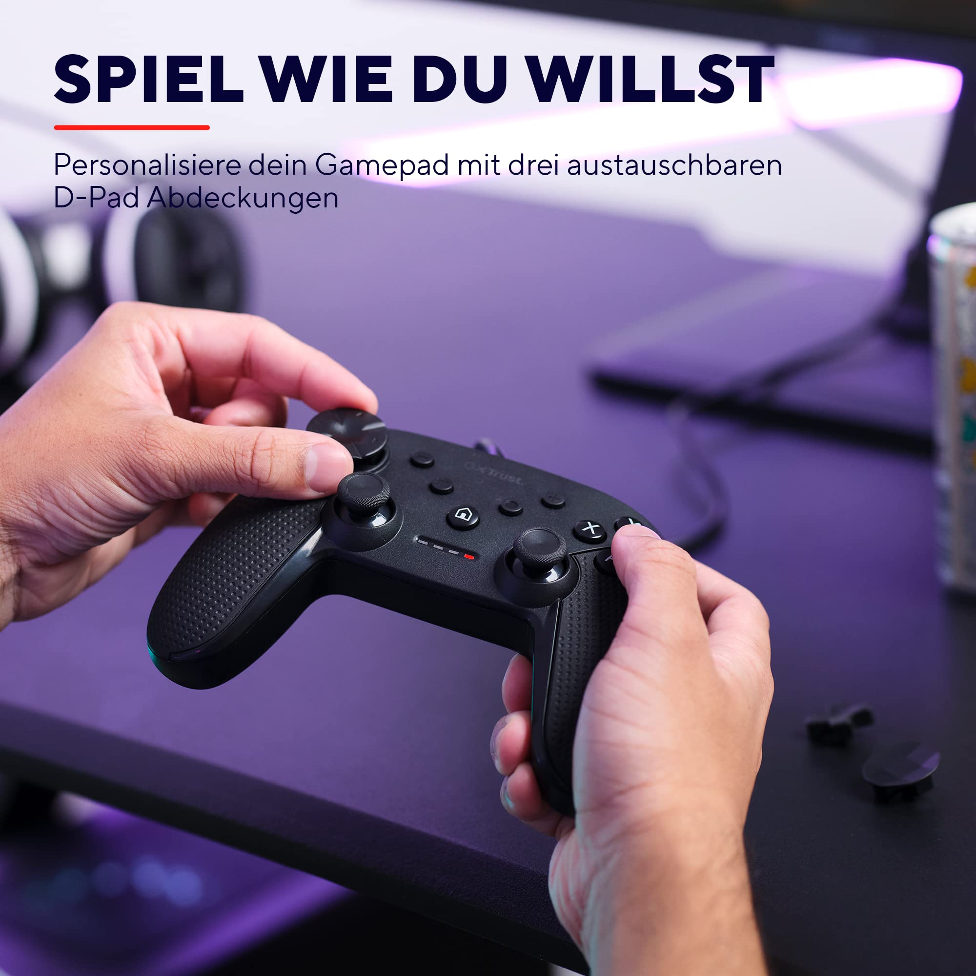 GXTrust Trust Gaming GXT 541 Muta PC Controller Kabelgebunden, 75% Recycelten Materialien, 3m USB-Kabel, 15 Tasten, Vibrations-Feedback, Joystick Gamepad mit Kabel für Computer, Laptop, Windows 10/11