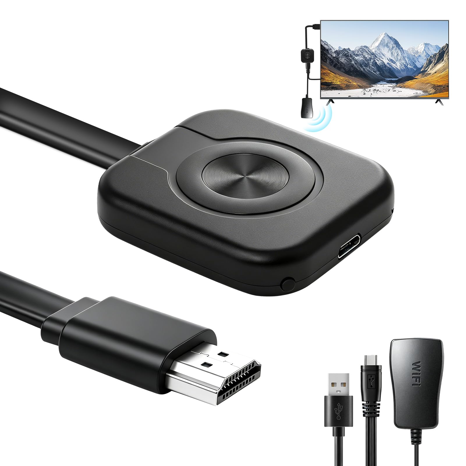 Adaptador de pantalla HDMI inalámbrico 4K para transmisión perfecta a TV o proyector, un dongle Miracast que resuelve limitaciones de pantalla pequeña, compatible con dispositivos iOS, Android y