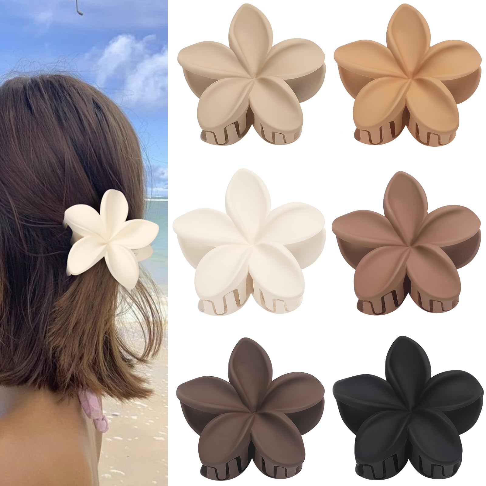 Amazon.com: Sisiaipu Hawaiian Plumeria Flower Claw Hair  display picture 2