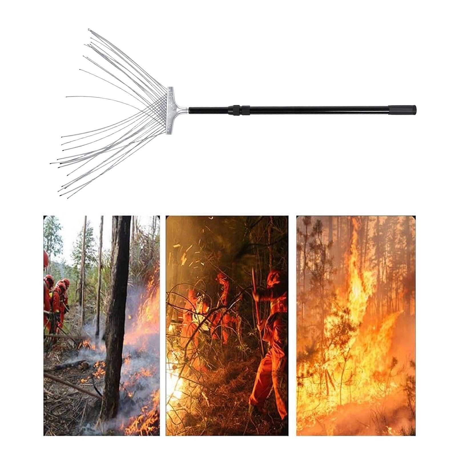 Luocute Fregona para Extintor, Poste Telescópico de 130 Cm | Acero inoxidable, con bolsa de almacenamiento, para extinción de incendios de pastizales forestales