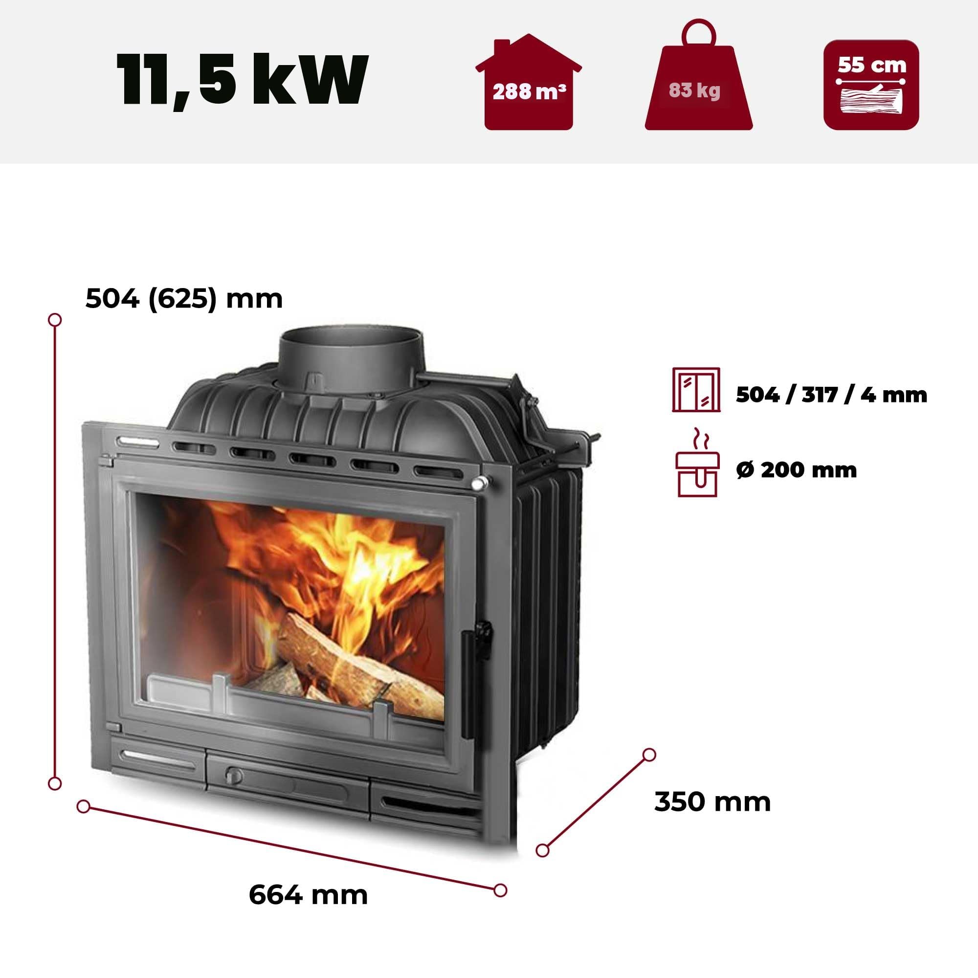 Insert en fonte pour cheminée à bois - W13A (11,5 kW) ECO